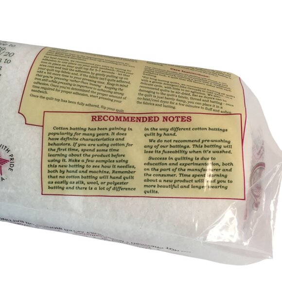 Hobbs Heirloom Fusible Cottom Batting Crib Sz 45x60" NEW - Picture 6 of 7